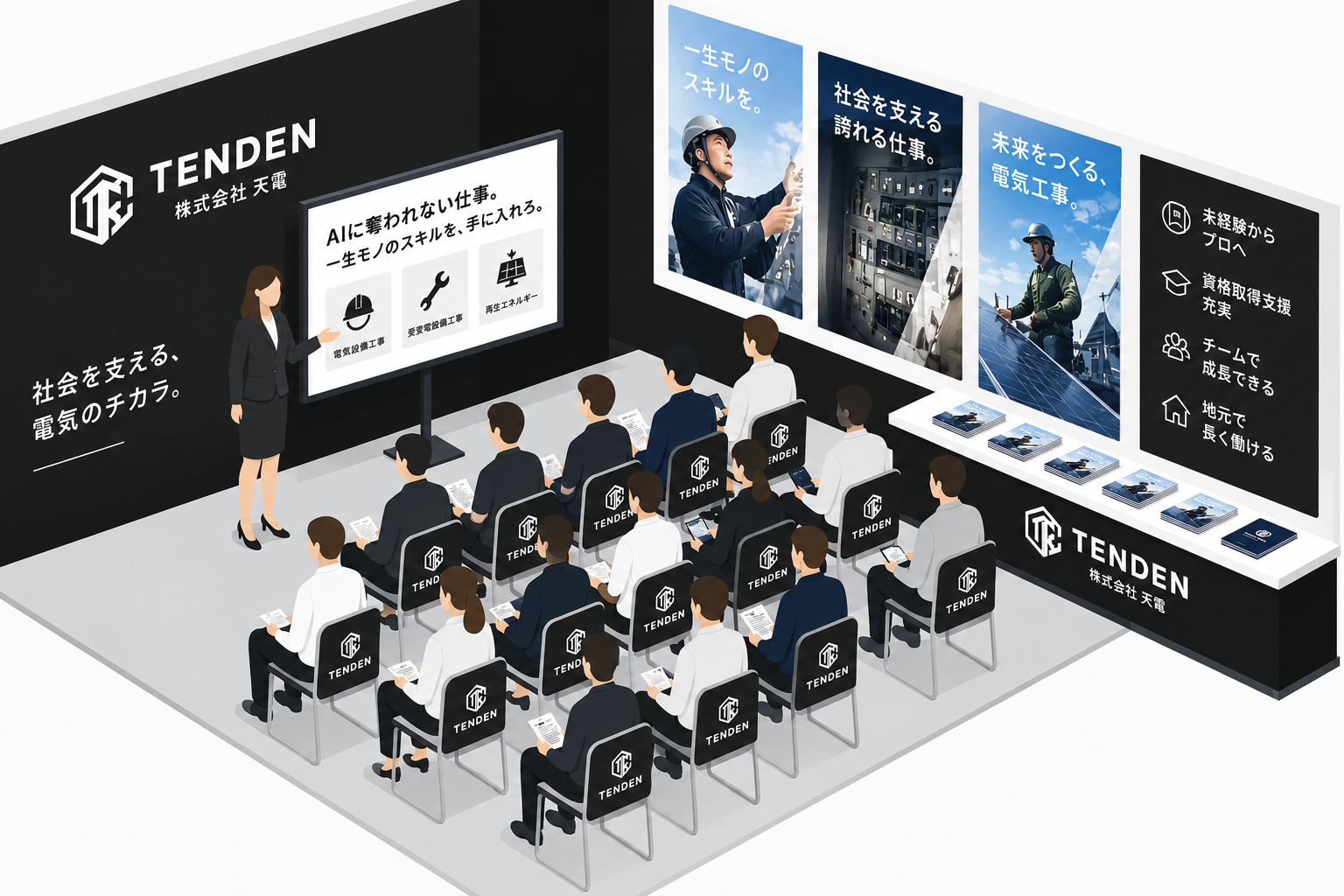 合同説明会ブースまたは学校訪問の様子
